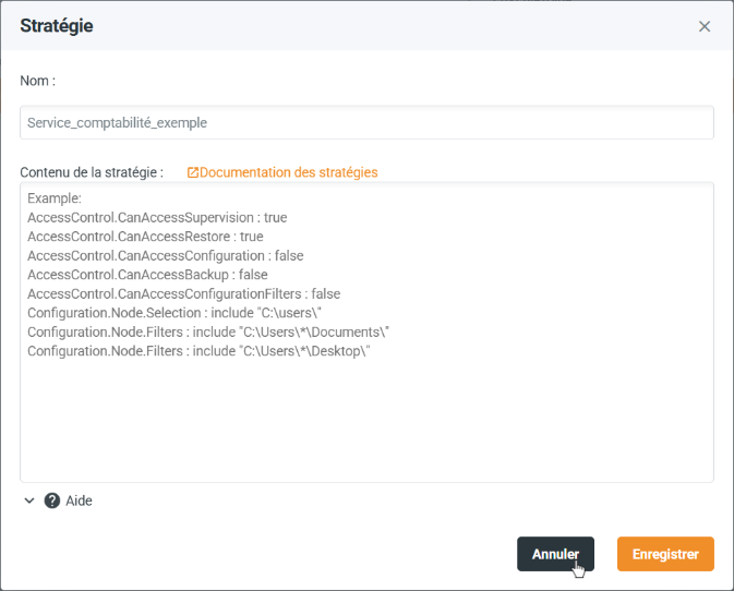 Edition d'une stratégie