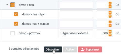 Désactiver ou supprimer plusieurs comptes