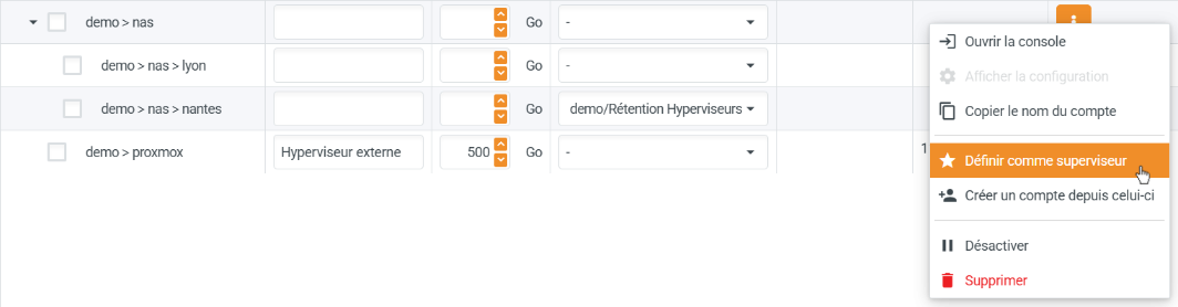 Définir comme superviseur